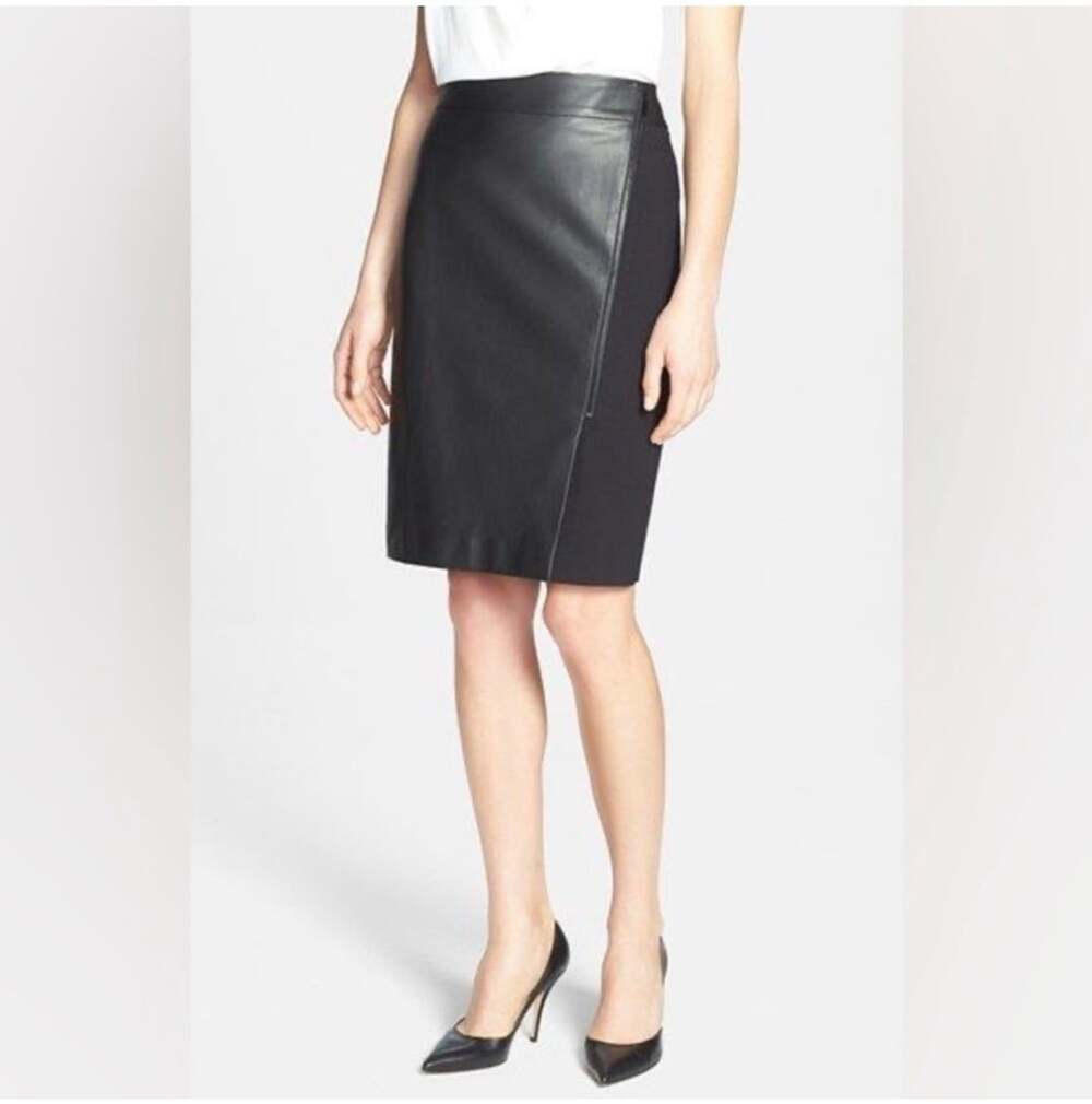 Classiques Entier Ponte & Leather Skirt Black Leather
